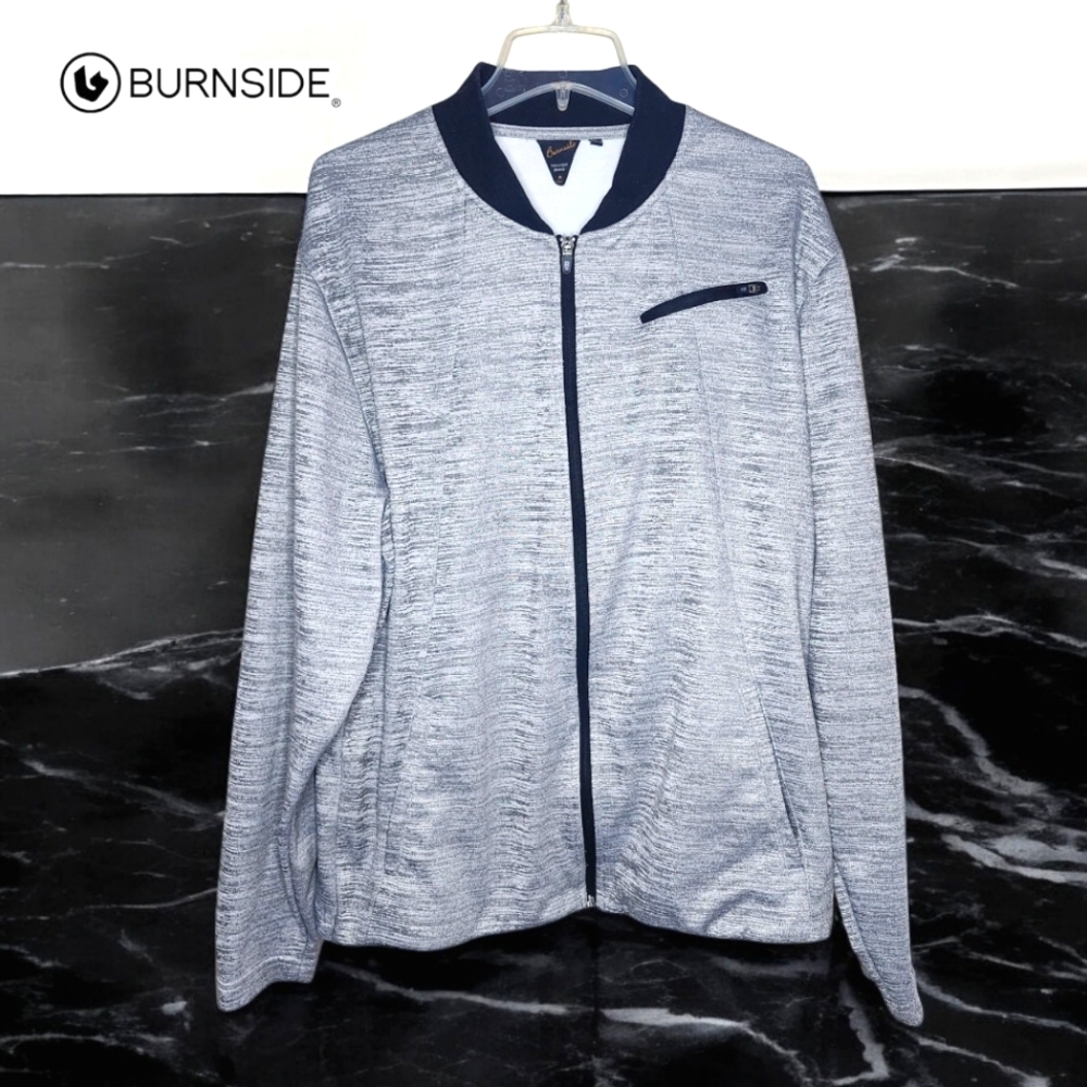 BURNSIDE Gray Zip-Up Jacket - XXLarge